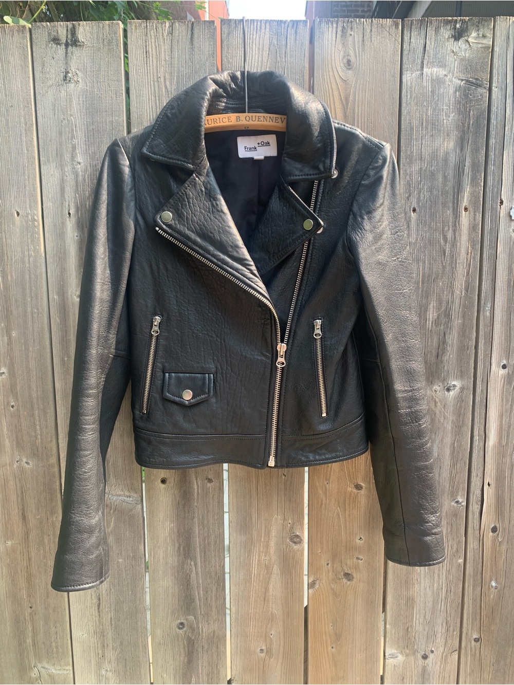 Frank & Oak Black Leather Asymmetric Moto Jacket XS- Intemporel Perfecto!